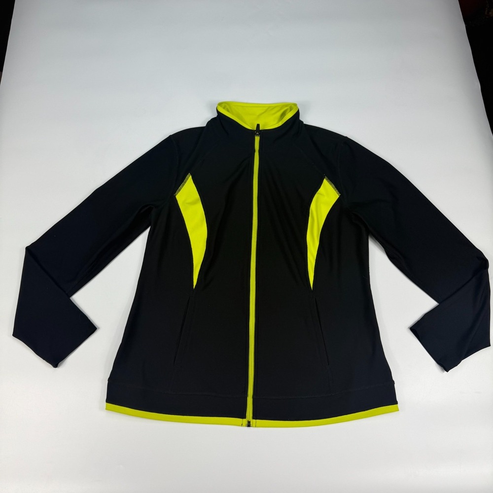 Xersion Performance Jacket Mens Large Black Integrated Hand Pockets Gym Training